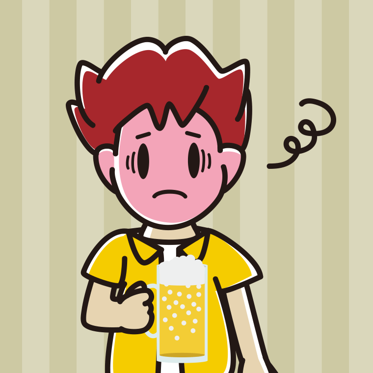 酔っぱらって困る男子大学生のイラスト【色、背景あり】PNG