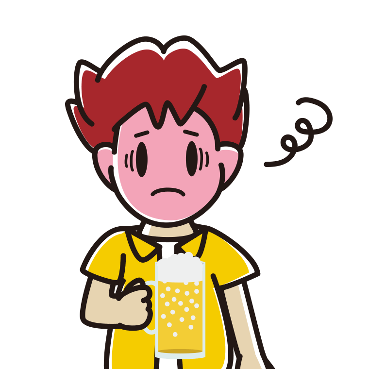 酔っぱらって困る男子大学生のイラスト【色あり、背景なし】透過PNG