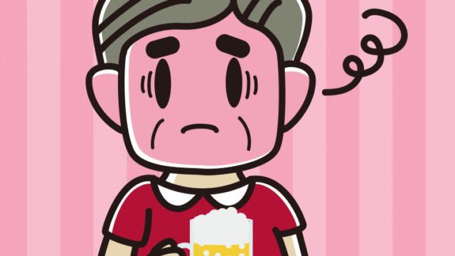 酔っぱらって困るおじさんのイラスト【色、背景あり】PNG