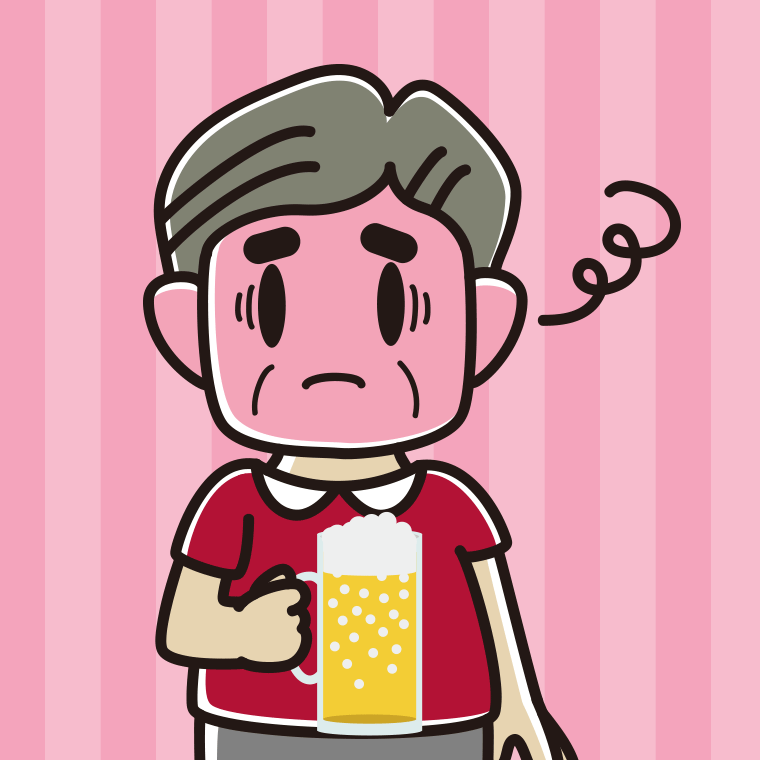 酔っぱらって困るおじさんのイラスト【色、背景あり】PNG