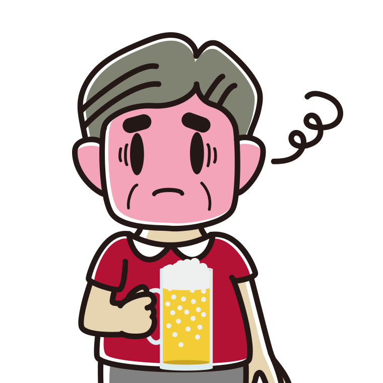 酔っぱらって困るおじさんのイラスト【色あり、背景なし】透過PNG