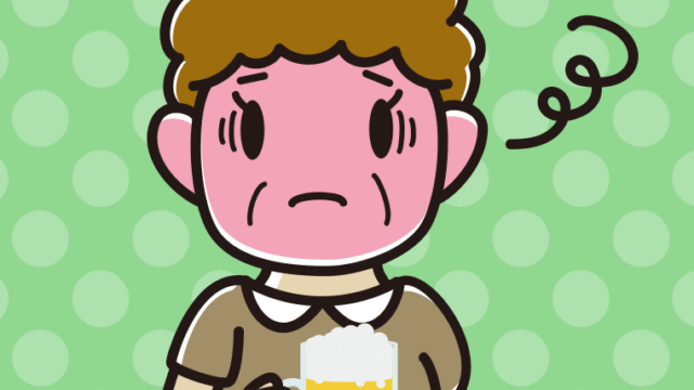 酔っぱらって困るおばさんのイラスト【色、背景あり】PNG