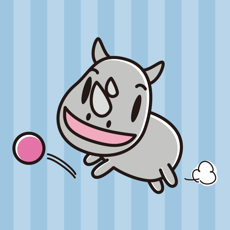 ボールを追うサイちゃんのイラスト【色、背景あり】PNG