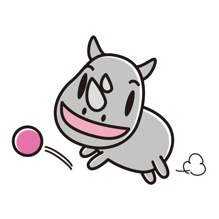 ボールを追うサイちゃんのイラスト【色あり、背景なし】透過PNG