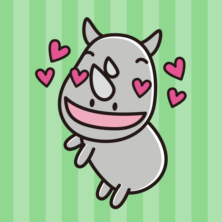 目がハートのサイちゃんのイラスト【色、背景あり】PNG