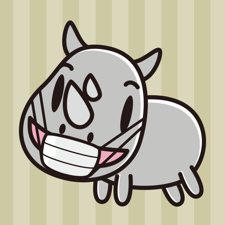 マスクをするサイちゃんのイラスト【色、背景あり】PNG