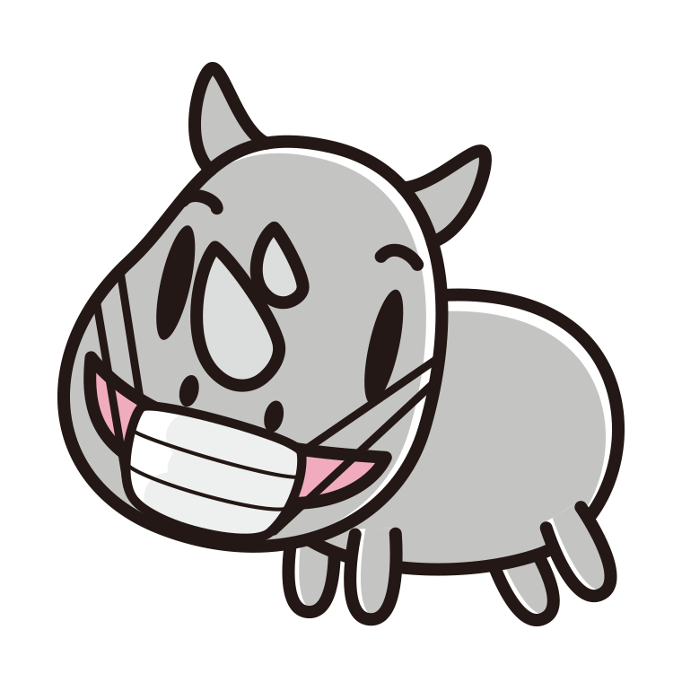 マスクをするサイちゃんのイラスト【色あり、背景なし】透過PNG