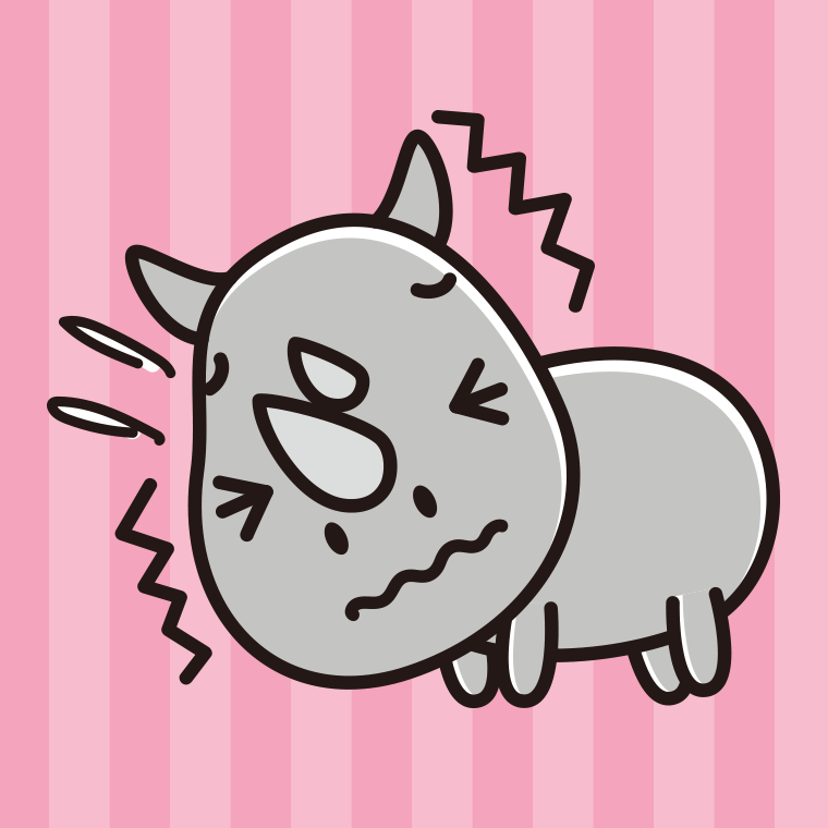 ブルブル震えるサイちゃんのイラスト【色、背景あり】PNG