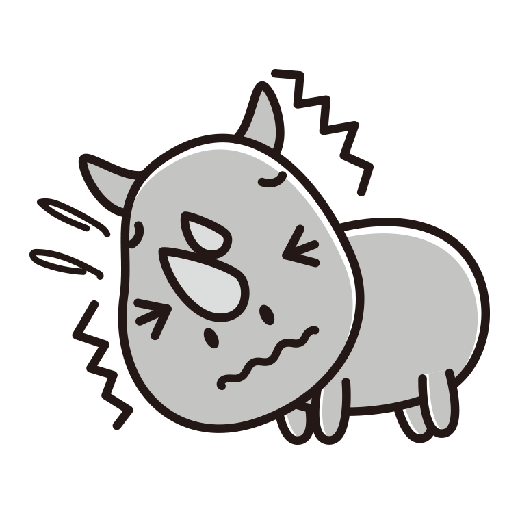 ブルブル震えるサイちゃんのイラスト【色あり、背景なし】透過PNG