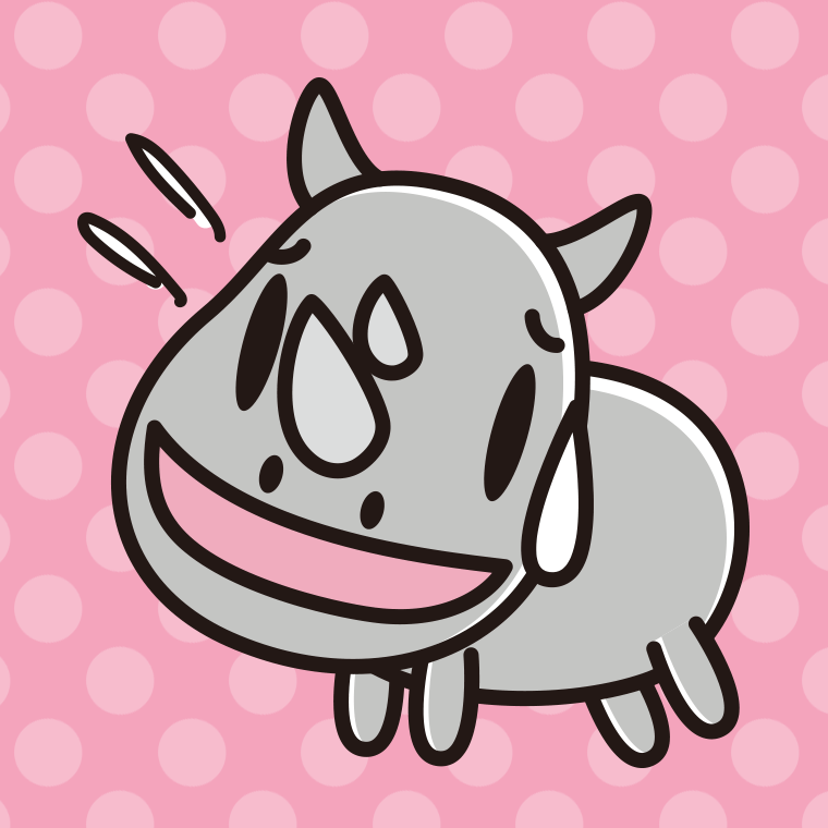 苦笑いするサイちゃんのイラスト【色、背景あり】PNG