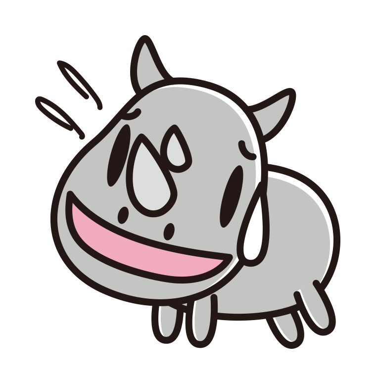 苦笑いするサイちゃんのイラスト【色あり、背景なし】透過PNG