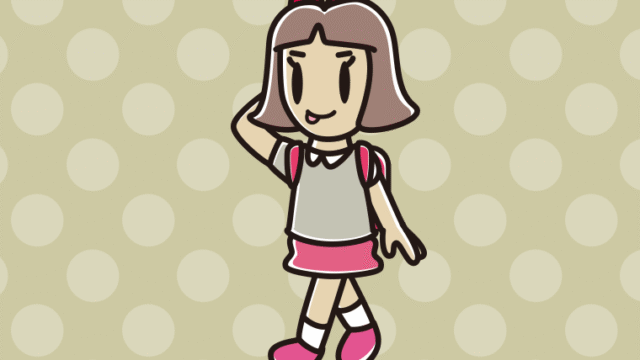 通学中にテヘヘな小学生女子のイラスト【色、背景あり】PNG