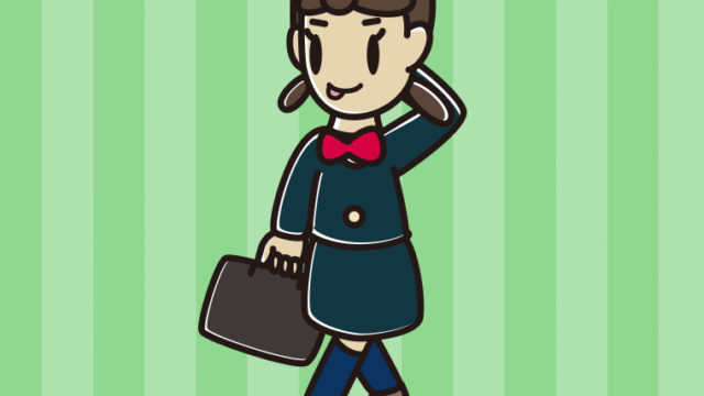 通学中にテヘヘな女子中学生のイラスト【色、背景あり】PNG