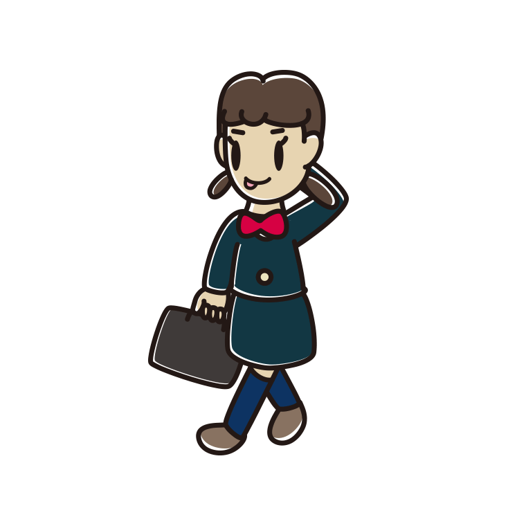 通学中にテヘヘな女子中学生のイラスト【色あり、背景なし】透過PNG