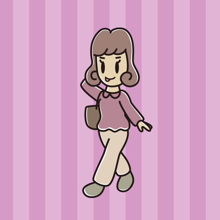 通学中にテヘヘな女子大学生のイラスト【色、背景あり】PNG