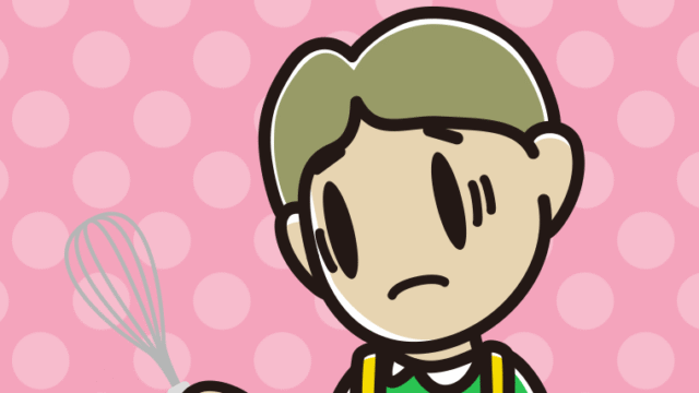 泡立て器で困る小学生男子のイラスト【色、背景あり】PNG