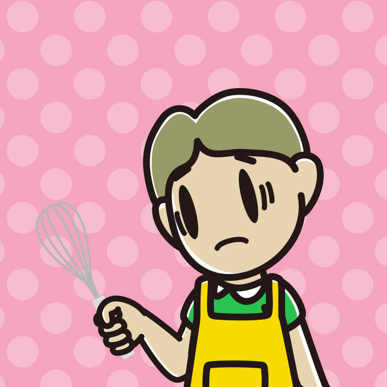 泡立て器で困る小学生男子のイラスト【色、背景あり】PNG