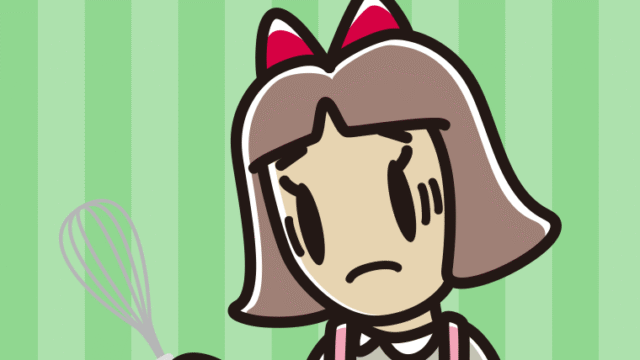 泡立て器で困る小学生女子のイラスト【色、背景あり】PNG