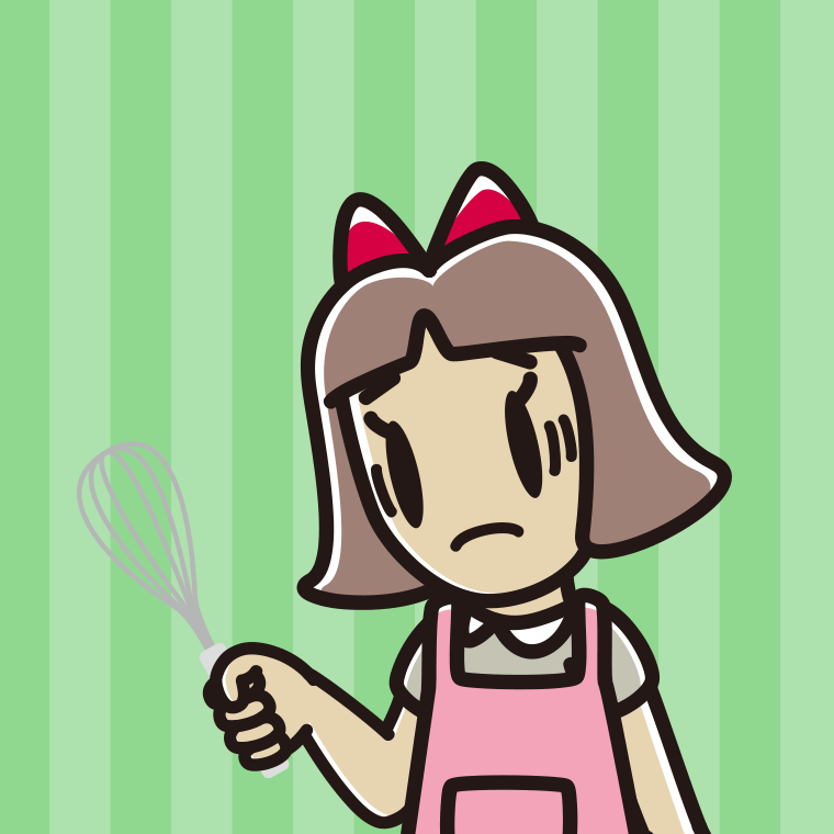 泡立て器で困る小学生女子のイラスト【色、背景あり】PNG