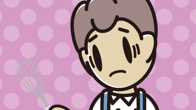 泡立て器で困る男子中学生のイラスト【色、背景あり】PNG