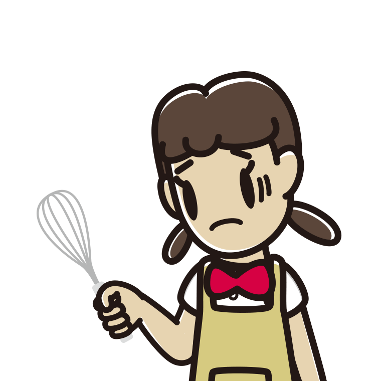 泡立て器で困る女子中学生のイラスト【色あり、背景なし】透過PNG