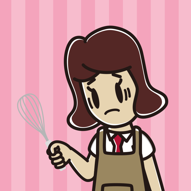 泡立て器で困る女子高校生のイラスト【色、背景あり】PNG