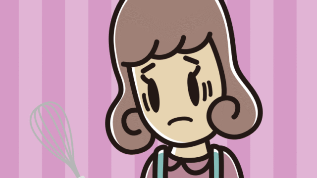 泡立て器で困る女子大学生のイラスト【色、背景あり】PNG