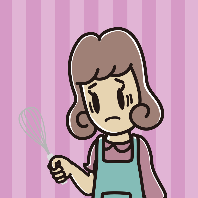 泡立て器で困る女子大学生のイラスト【色、背景あり】PNG