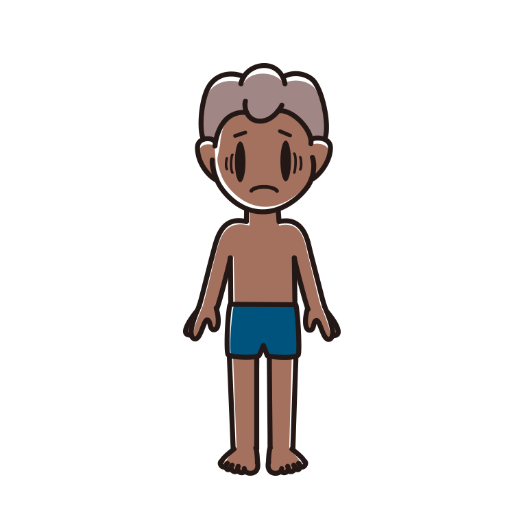 日焼けで困るスクール水着の男子中学生のイラスト【色あり、背景なし】透過PNG