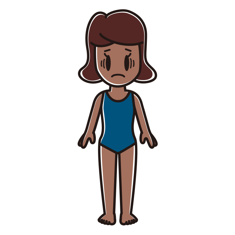 日焼けで困るスクール水着の女子高校生のイラスト【色あり、背景なし】透過PNG