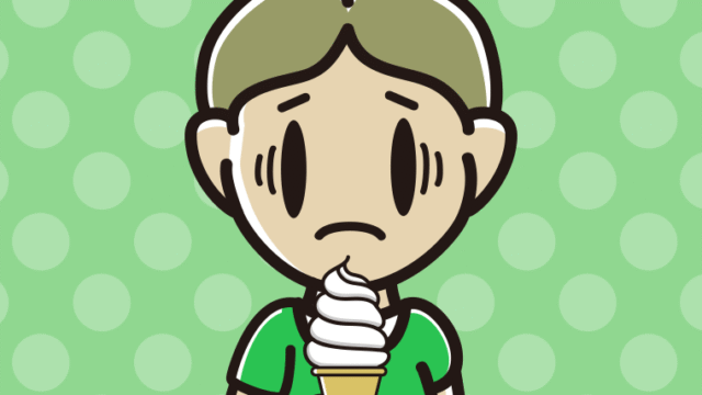 ソフトクリームで困る小学生男子のイラスト【色、背景あり】PNG