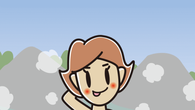 温泉でテヘヘな女性のイラスト【色、背景あり】PNG