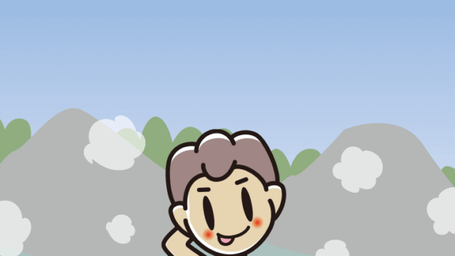 温泉でテヘヘな男子中学生のイラスト【色、背景あり】PNG