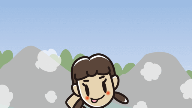 温泉でテヘヘな女子中学生のイラスト【色、背景あり】PNG