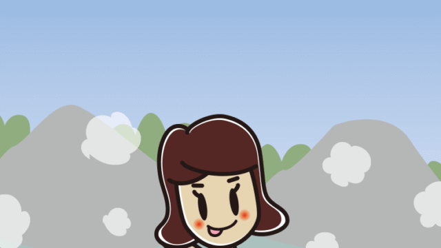 温泉でテヘヘな女子高校生のイラスト【色、背景あり】PNG