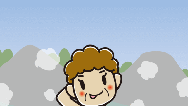 温泉でテヘヘなおばさんのイラスト【色、背景あり】PNG