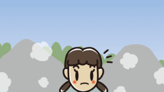 温泉で何かに気付く女子中学生のイラスト【色、背景あり】PNG