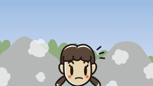 温泉で何かに気付く女子中学生のイラスト【色、背景あり】PNG