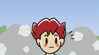 温泉で何かに気付く男子大学生のイラスト【色、背景あり】PNG