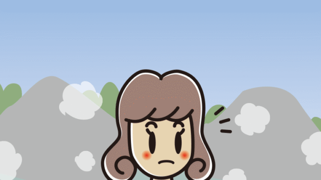 温泉で何かに気付く女子大学生のイラスト【色、背景あり】PNG