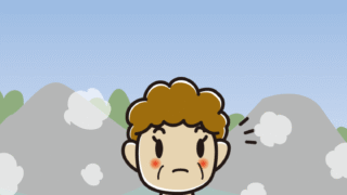 温泉で何かに気付くおばさんのイラスト【色、背景あり】PNG