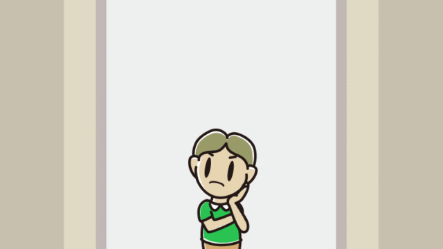 エレベーターで考える小学生男子のイラスト【色、背景あり】PNG