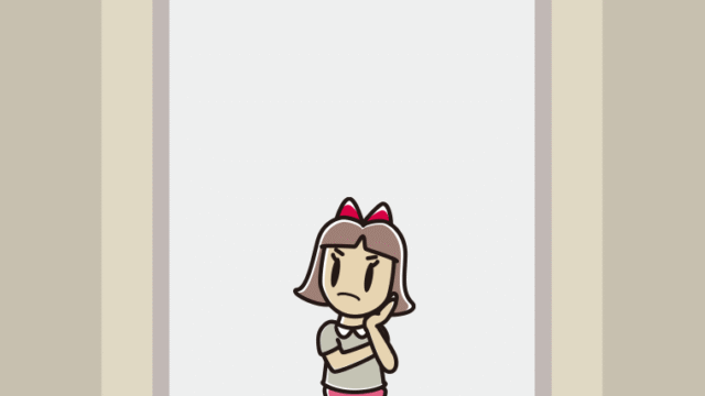 エレベーターで考える小学生女子のイラスト【色、背景あり】PNG