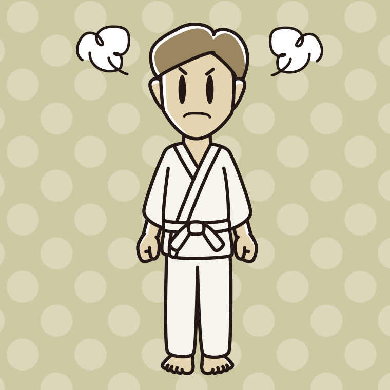 怒る道着の男性のイラスト【色、背景あり】PNG