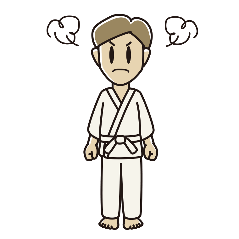 怒る道着の男性のイラスト【色あり、背景なし】透過PNG