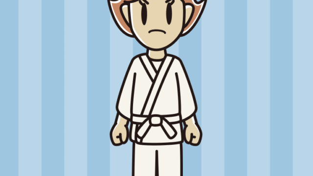 怒る道着の女性のイラスト【色、背景あり】PNG