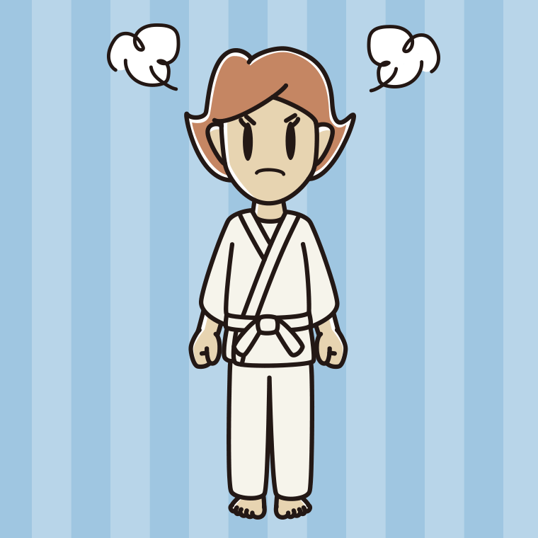 怒る道着の女性のイラスト【色、背景あり】PNG