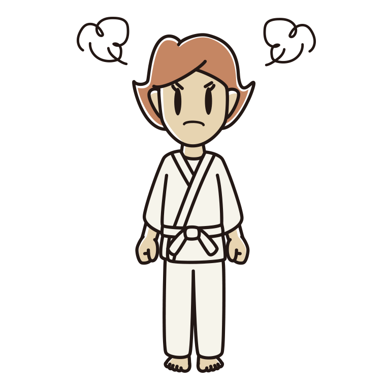 怒る道着の女性のイラスト【色あり、背景なし】透過PNG