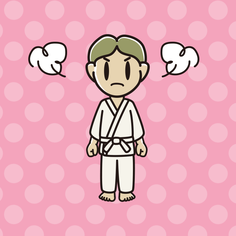 怒る道着の小学生男子のイラスト【色、背景あり】PNG