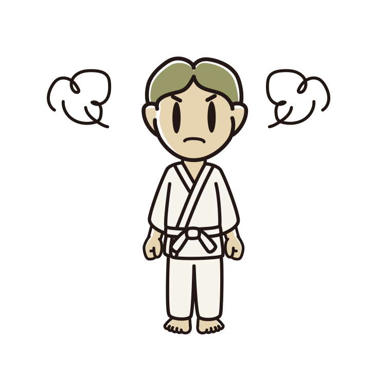 怒る道着の小学生男子のイラスト【色あり、背景なし】透過PNG